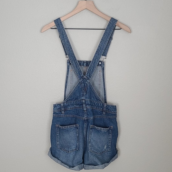 H&M Divided Distressed Jean Short Overalls Size 2 - Picture 4 of 6